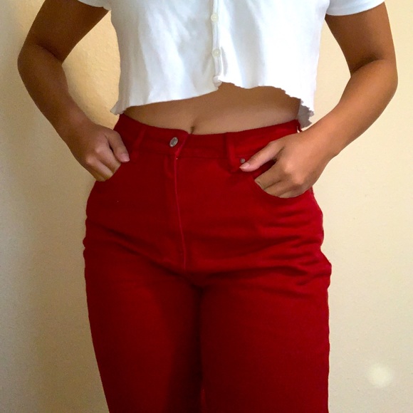 RARE: PacSun cherry red mom jeans - Picture 1 of 4